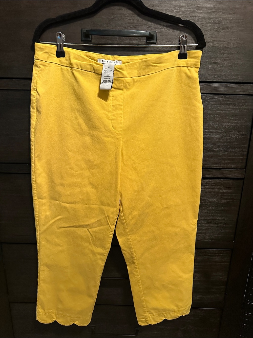 Zac & Rachel Bright Yellow Scallop Hem Cropped Pants
